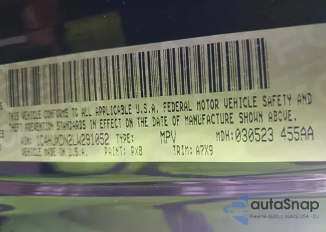 2020 Jeep Wrangler Unlimited Willys Sport 4X4 z USA, uszkodzony, nr VIN 1C4HJXDN2LW291052